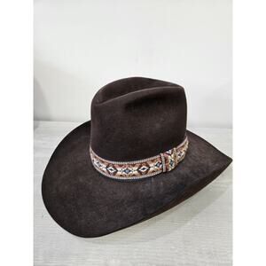 Vintage COWBOY HAT 1970s American Hat Co 3X BEAVER Choc. Brown 7 1/4 Felt